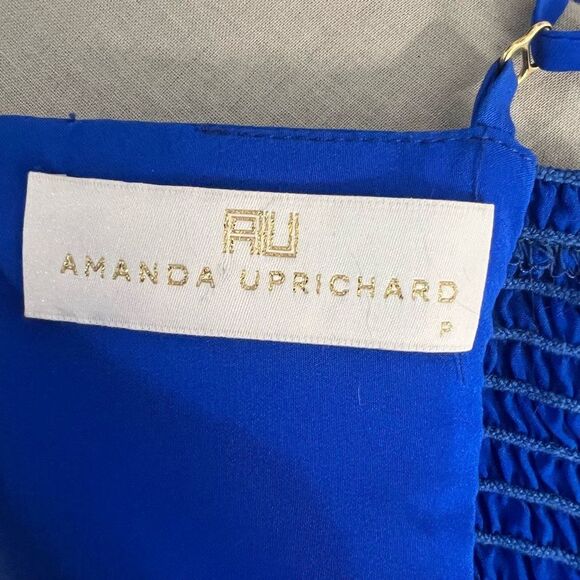Amanda Uprichard Women's Smocked Side Double Strap Mini Sundress Blue Size PS - Picture 11 of 13